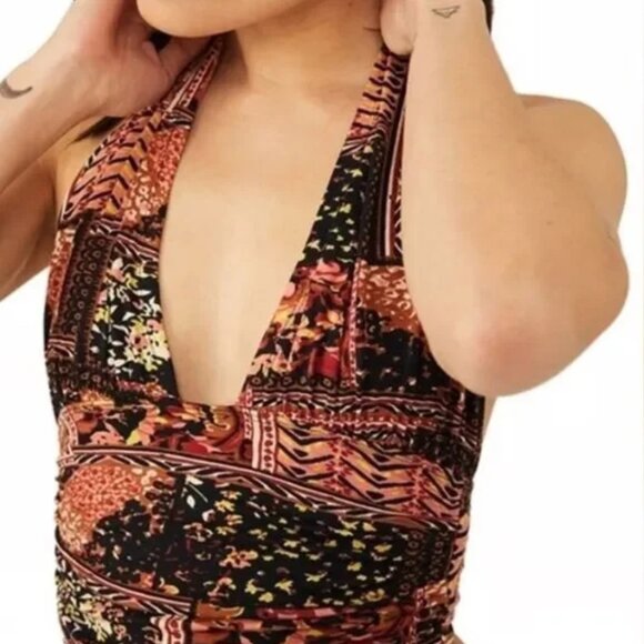 NWT Free People Heather Halter Cropped Viscose M Boho Summer Retro Chic - Picture 1 of 6